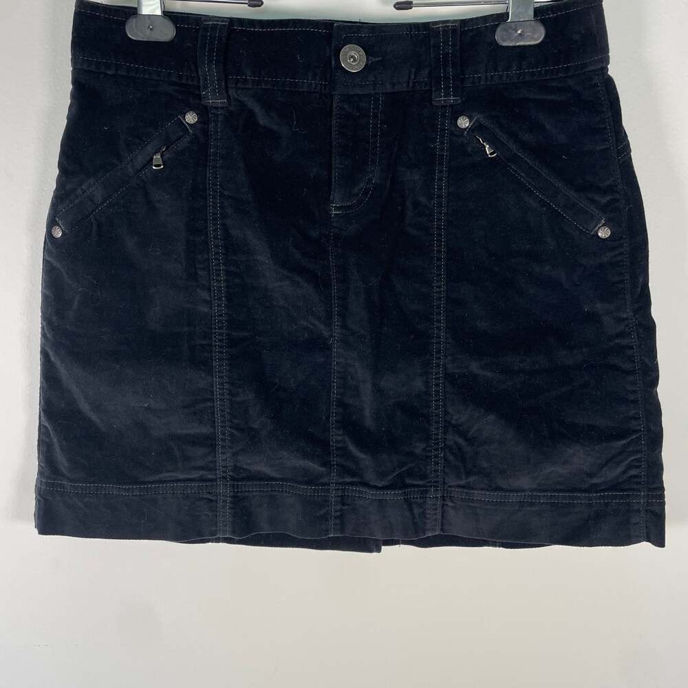 Athleta Roseville Black Brushed Velvet Stretch Mini Skirt Size 6